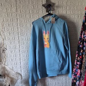 Sandro blue unisex hoodie with bunny nwt